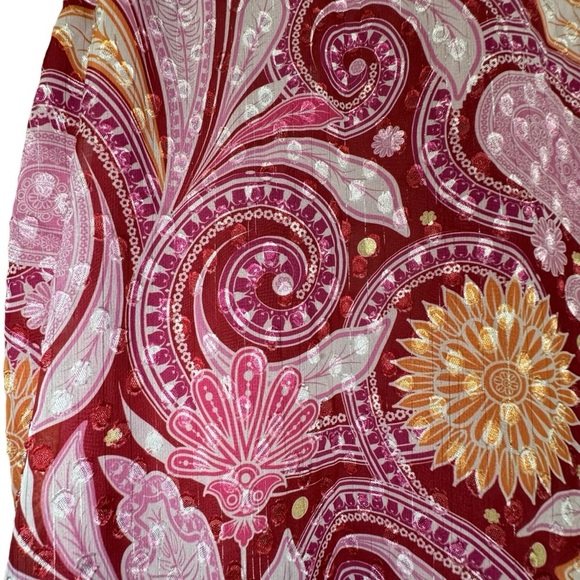 Soft Surroundings Knit Open Front Paisley Patterned Back Raspberry Pink Cardigan - Picture 4 of 7